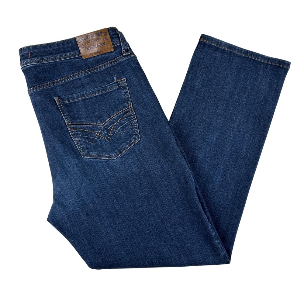 Seven7 Jeans Mens 40x31 Dark Wash Blue Denim Straight Fit Stretch Zip Fly